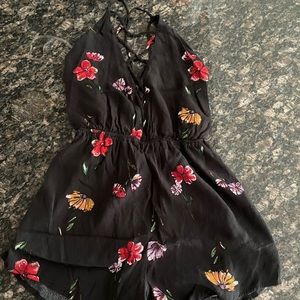 Black Floral Romper